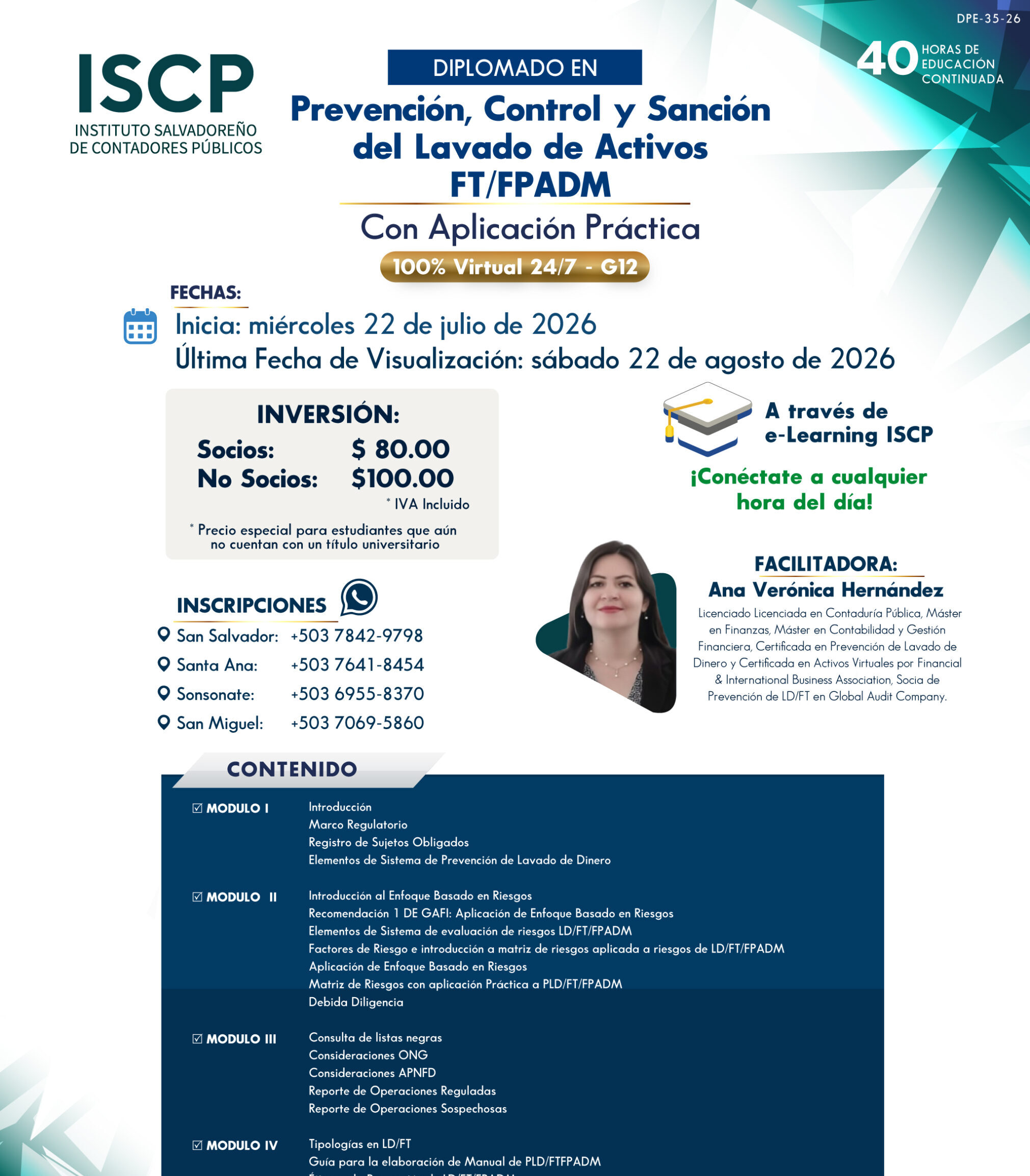 Diplomado en Prevención, Control y Sanción de Lavado de Activos con Aplicación Práctica G12