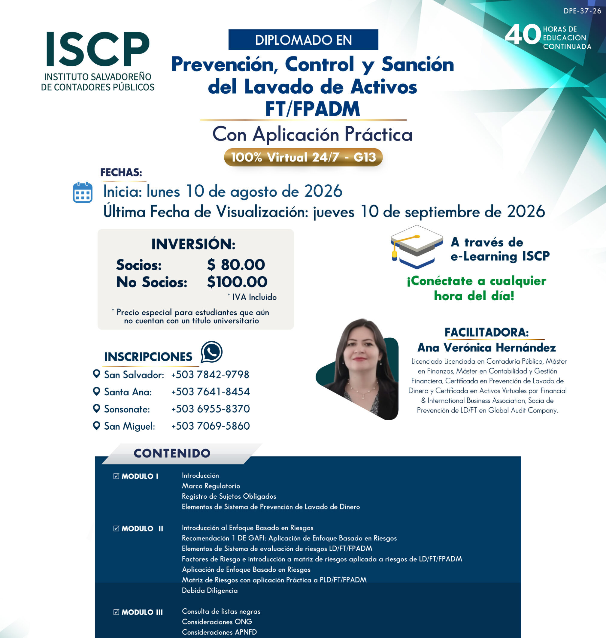 Diplomado en Prevención, Control y Sanción de Lavado de Activos con Aplicación Práctica G13