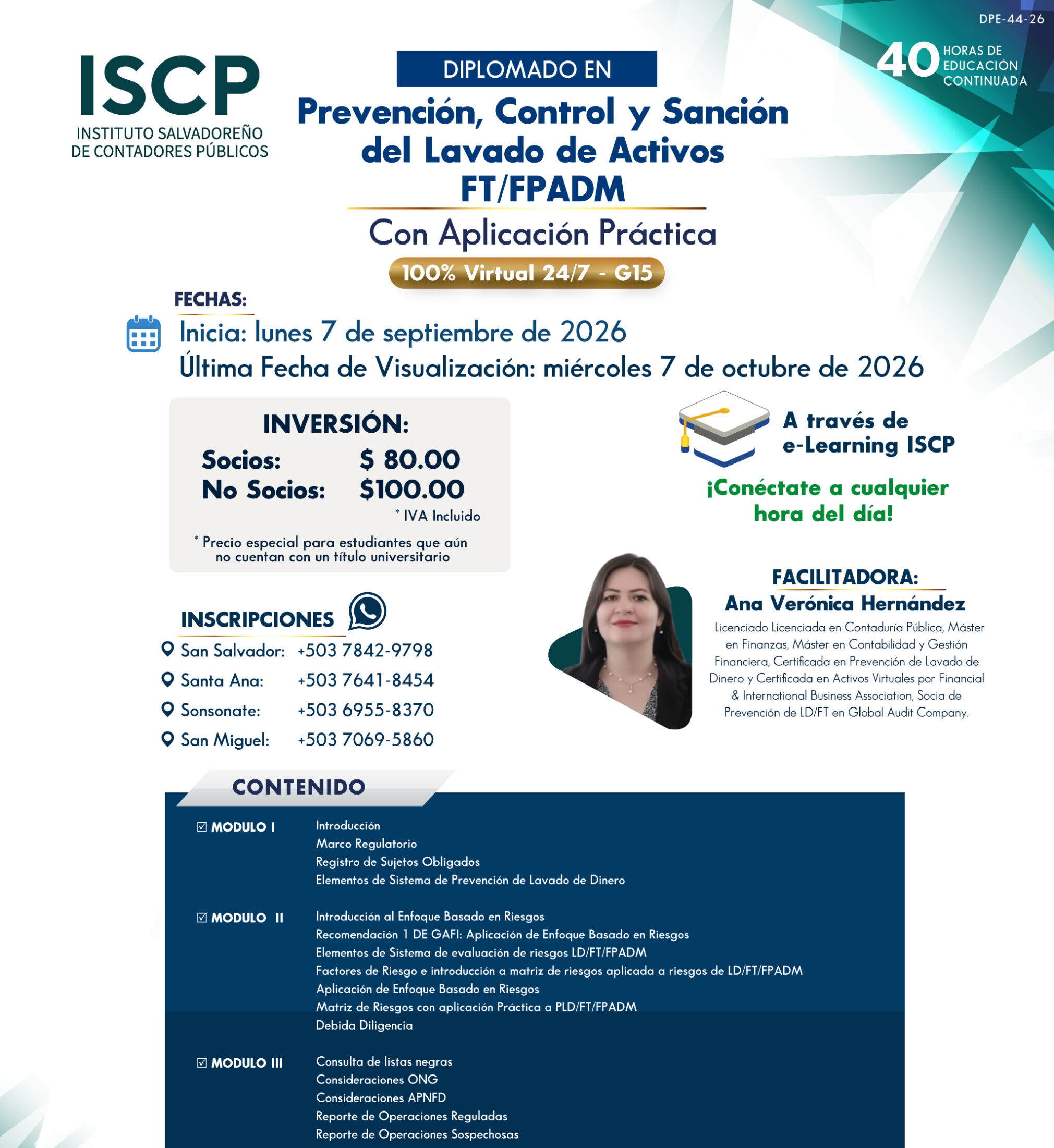 Diplomado en Prevención, Control y Sanción de Lavado de Activos con Aplicación Práctica G15