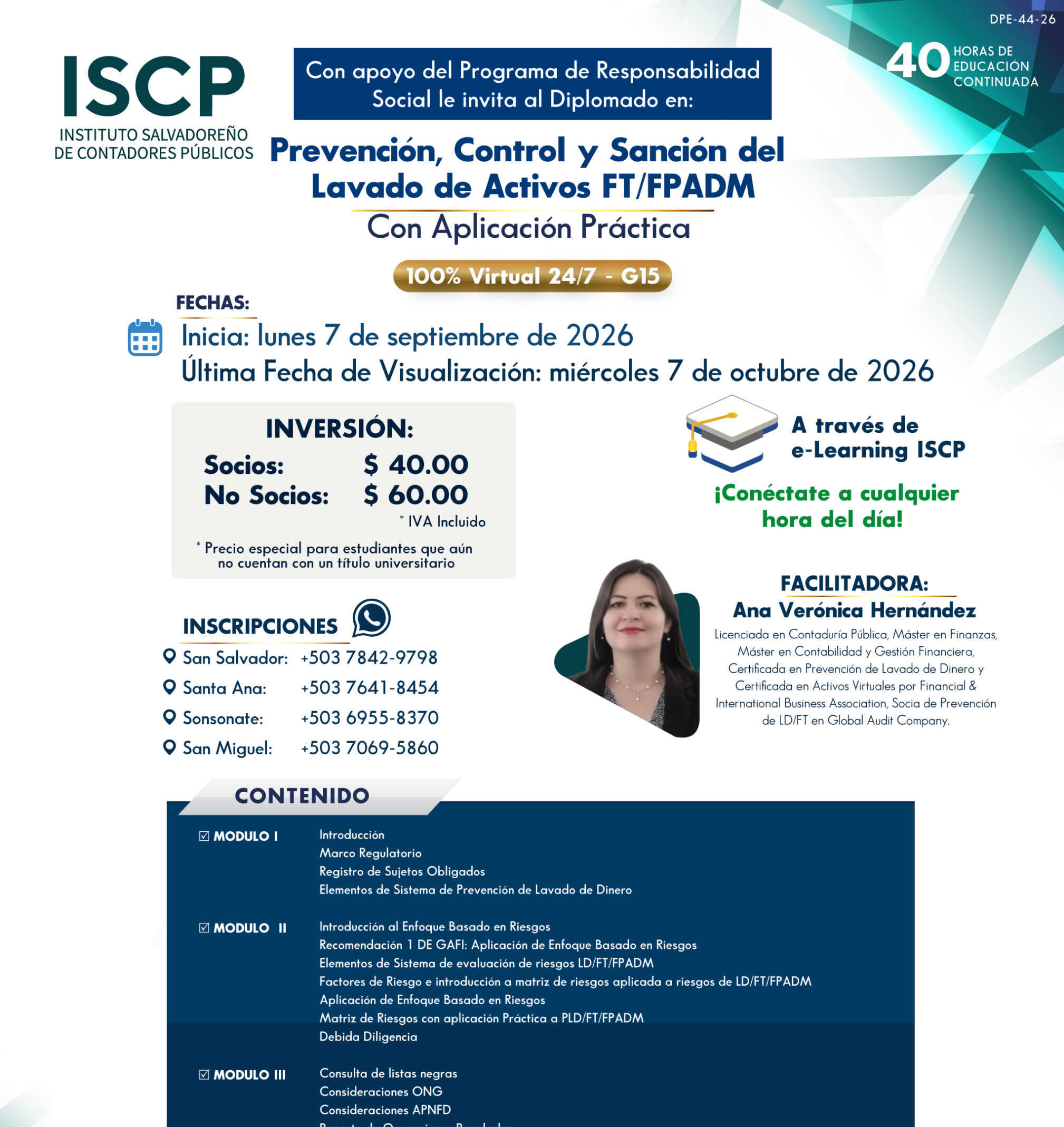 Diplomado en Prevención, Control y Sanción de Lavado de Activos con Aplicación Práctica G15