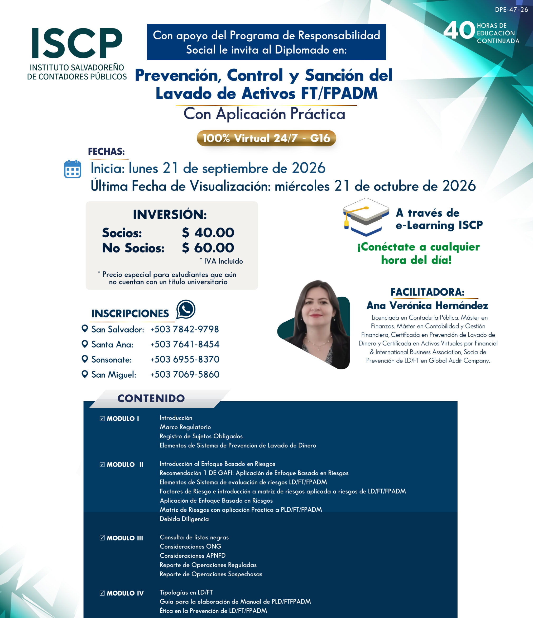 Diplomado en Prevención, Control y Sanción de Lavado de Activos con Aplicación Práctica G16