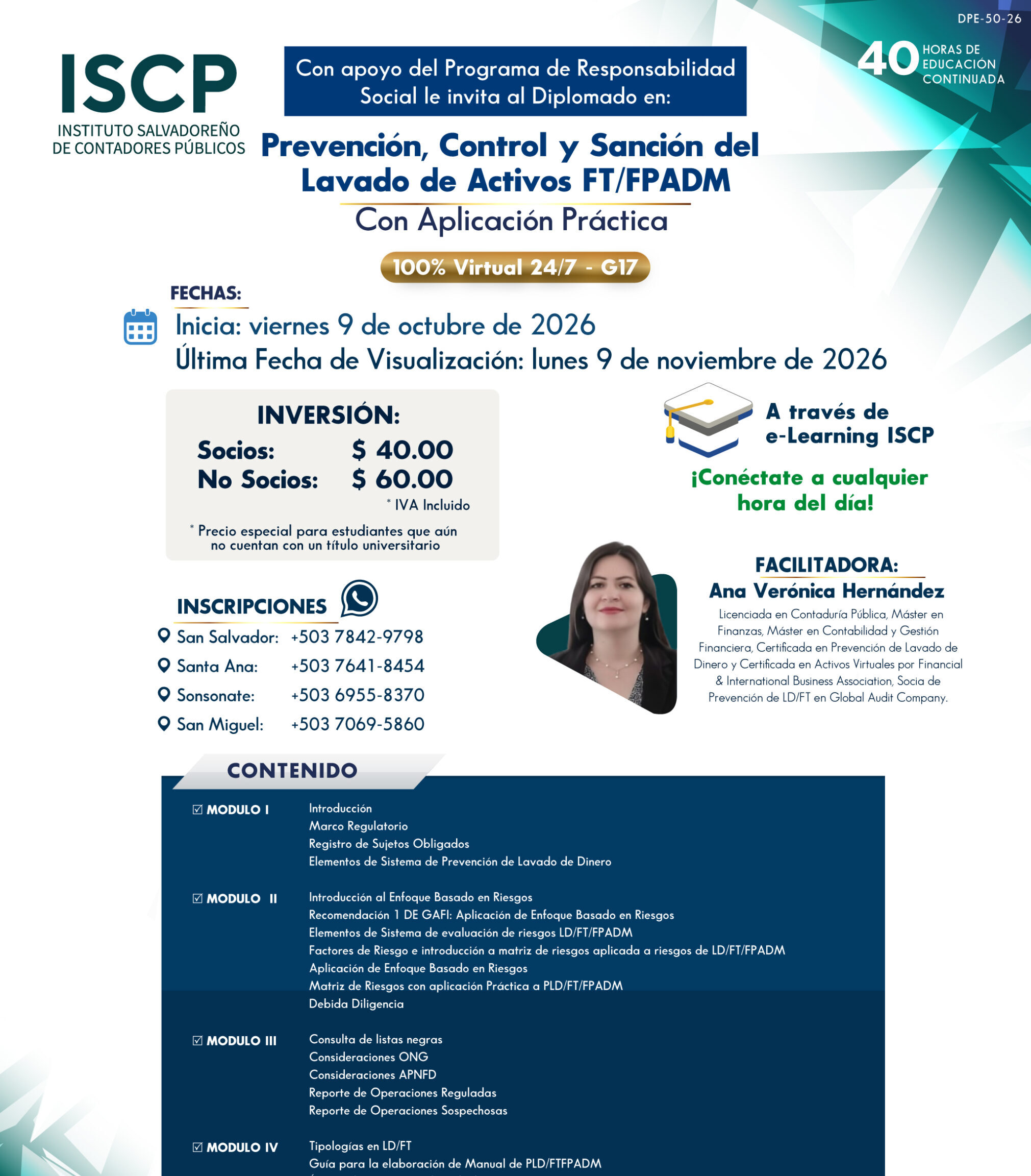 Diplomado en Prevención, Control y Sanción de Lavado de Activos con Aplicación Práctica G17