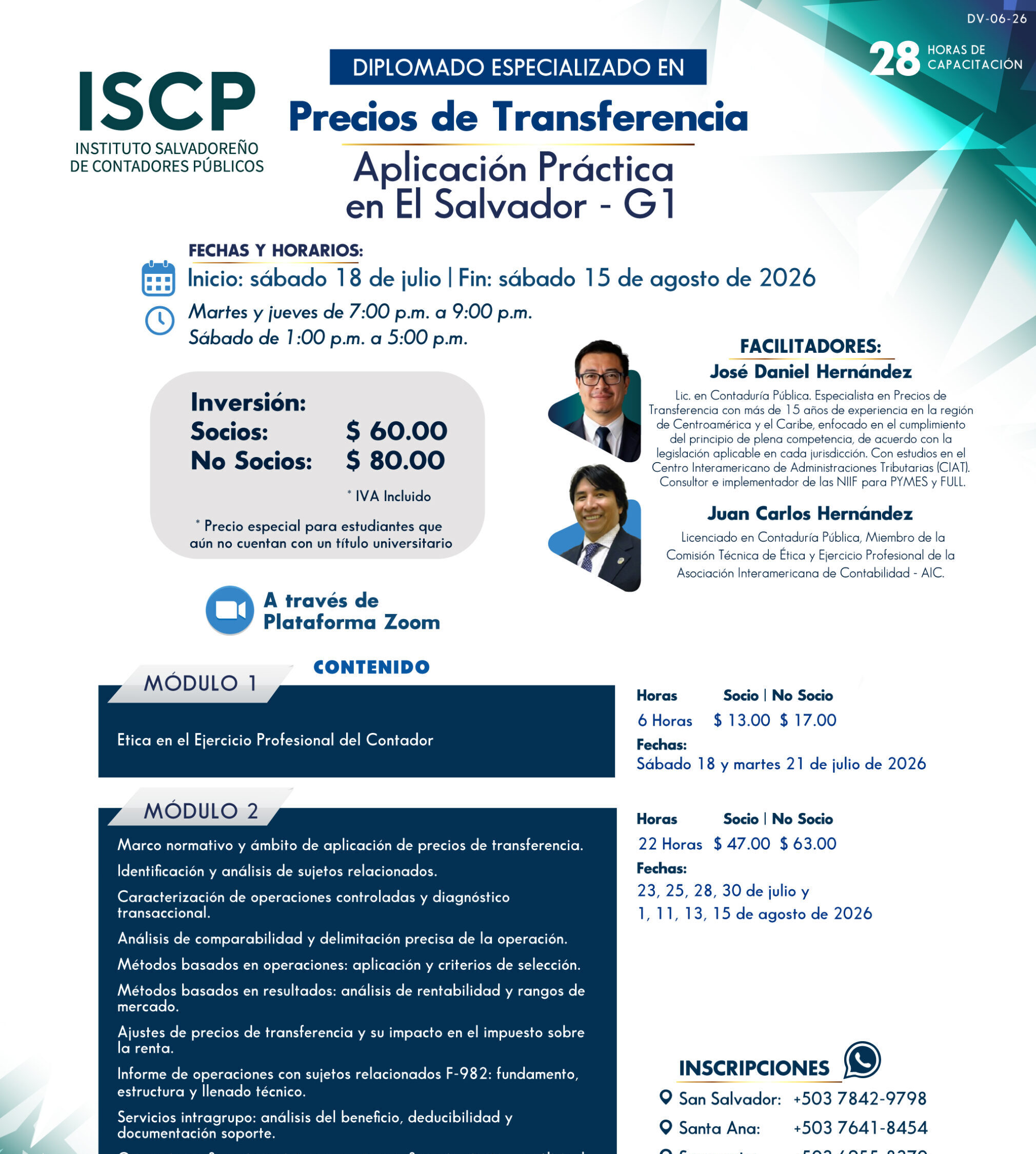 Diplomado Especializado en Precios de Transferencia Aplicación Práctica en El Salvador - G1